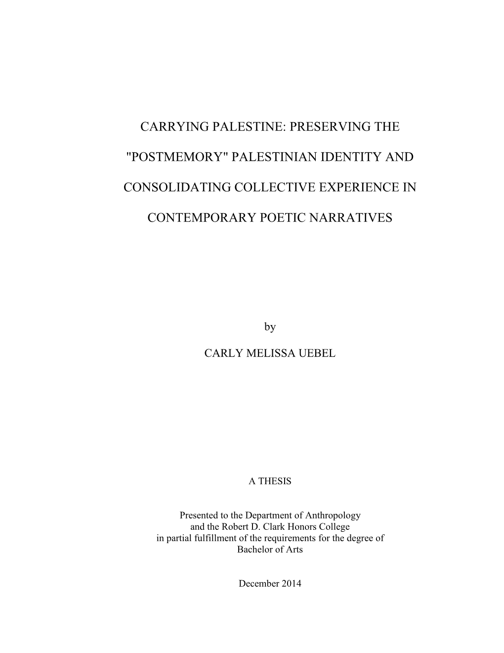 Carrying Palestine: Preserving the 