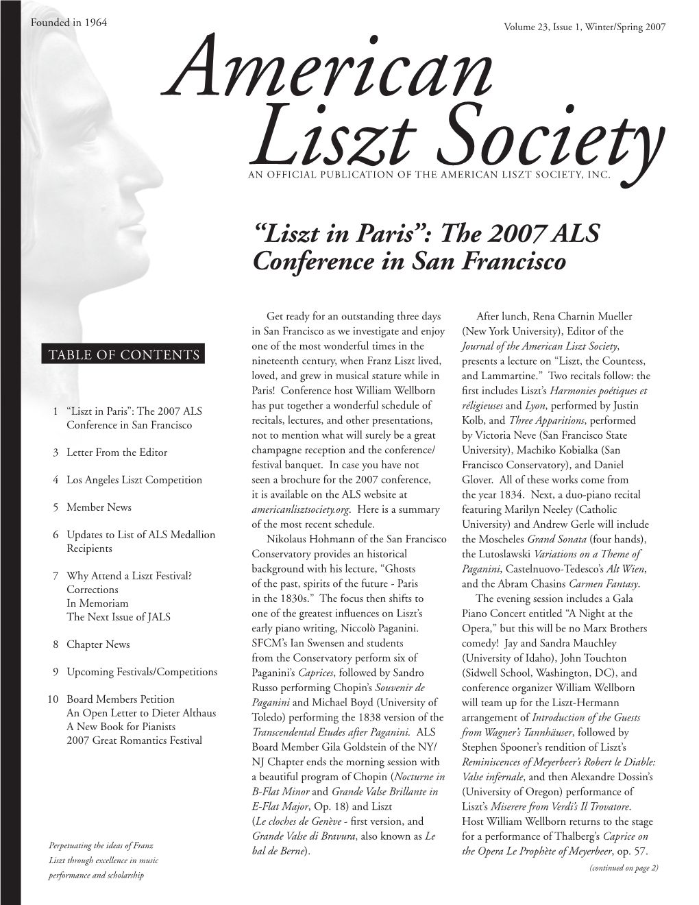 Liszt in Paris”: the 2007 ALS Conference in San Francisco