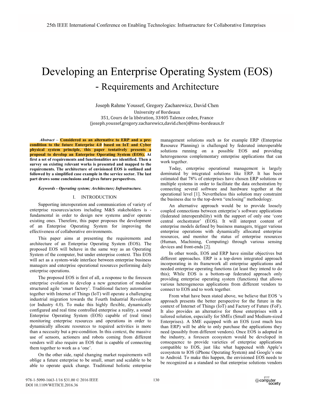 Developing an Enterprise Operating System (EOS) - Requirements and Architecture