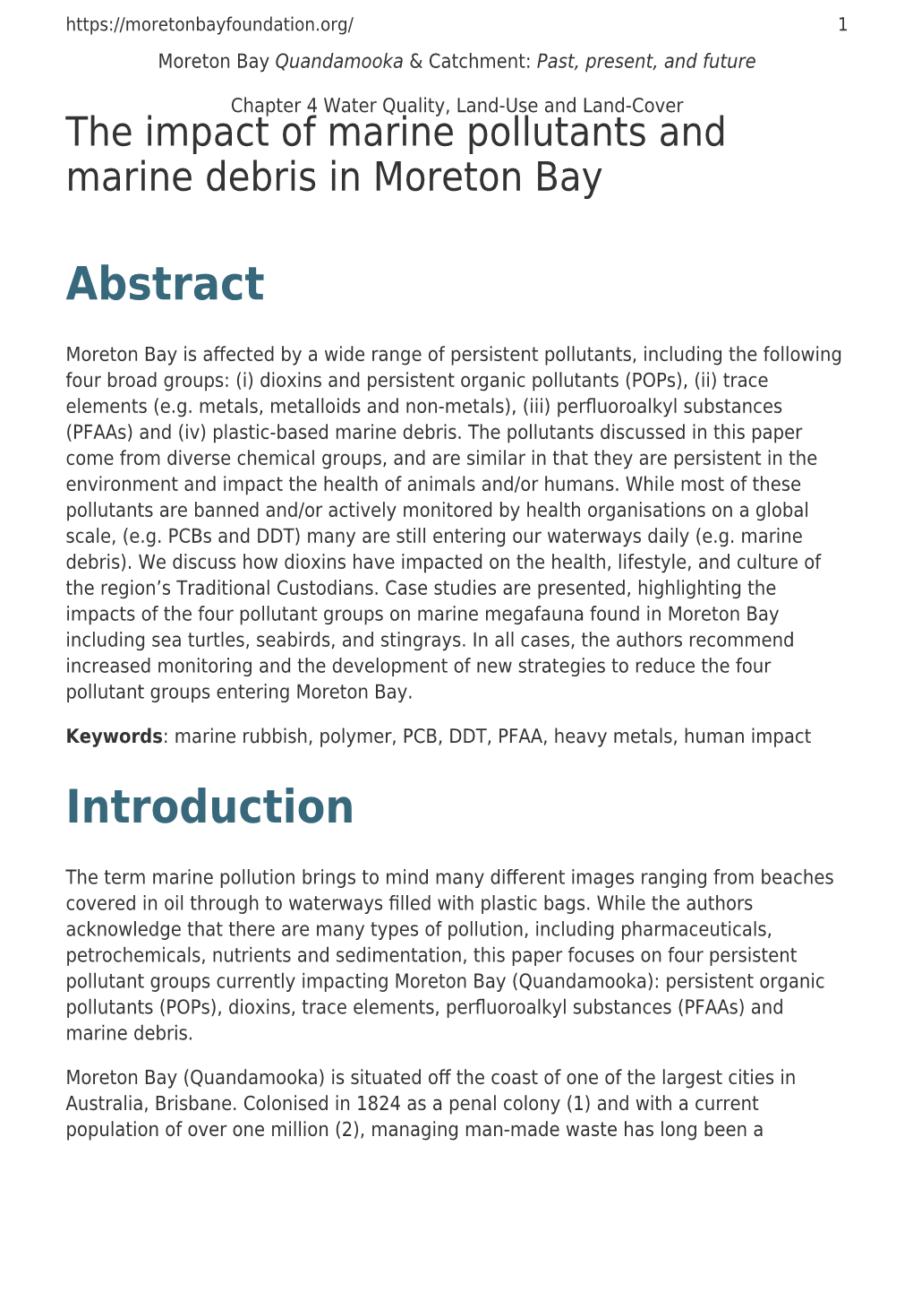 The Impact of Marine Pollutants and Marine Debris in Moreton Bay