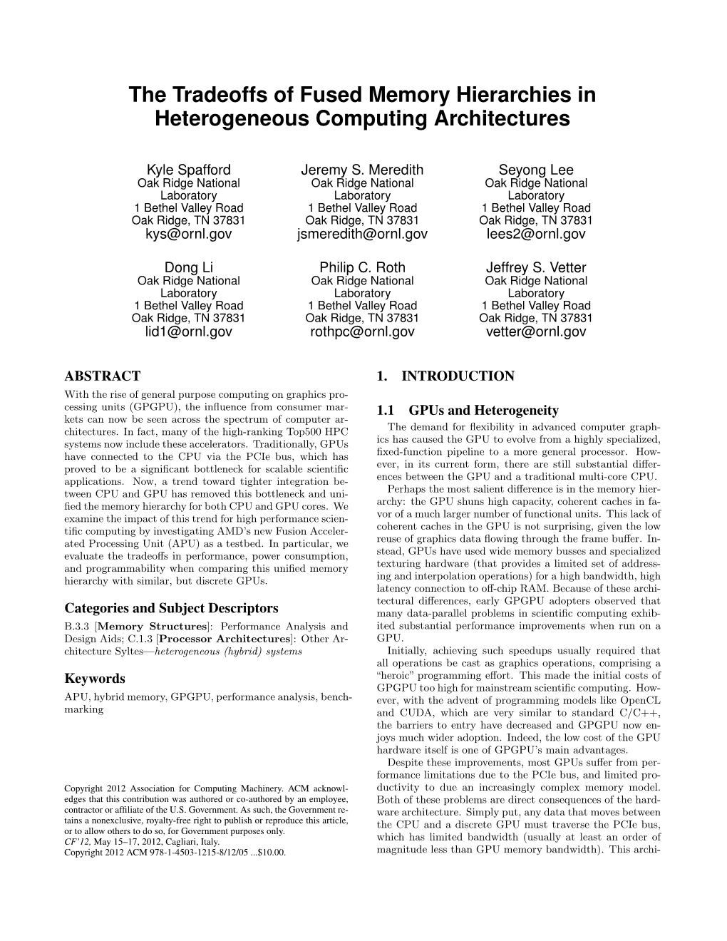 The Tradeoffs of Fused Memory Hierarchies in Heterogeneous Computing Architectures