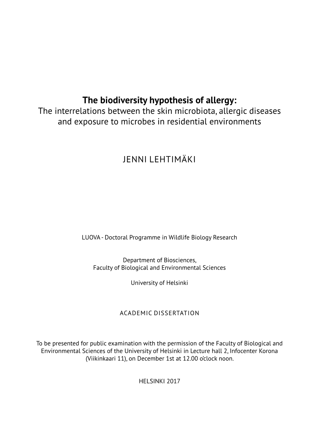 The Interrelations Between the Skin Microbiota, Allergic Diseases and Exposure to Microbes in Residential Environments