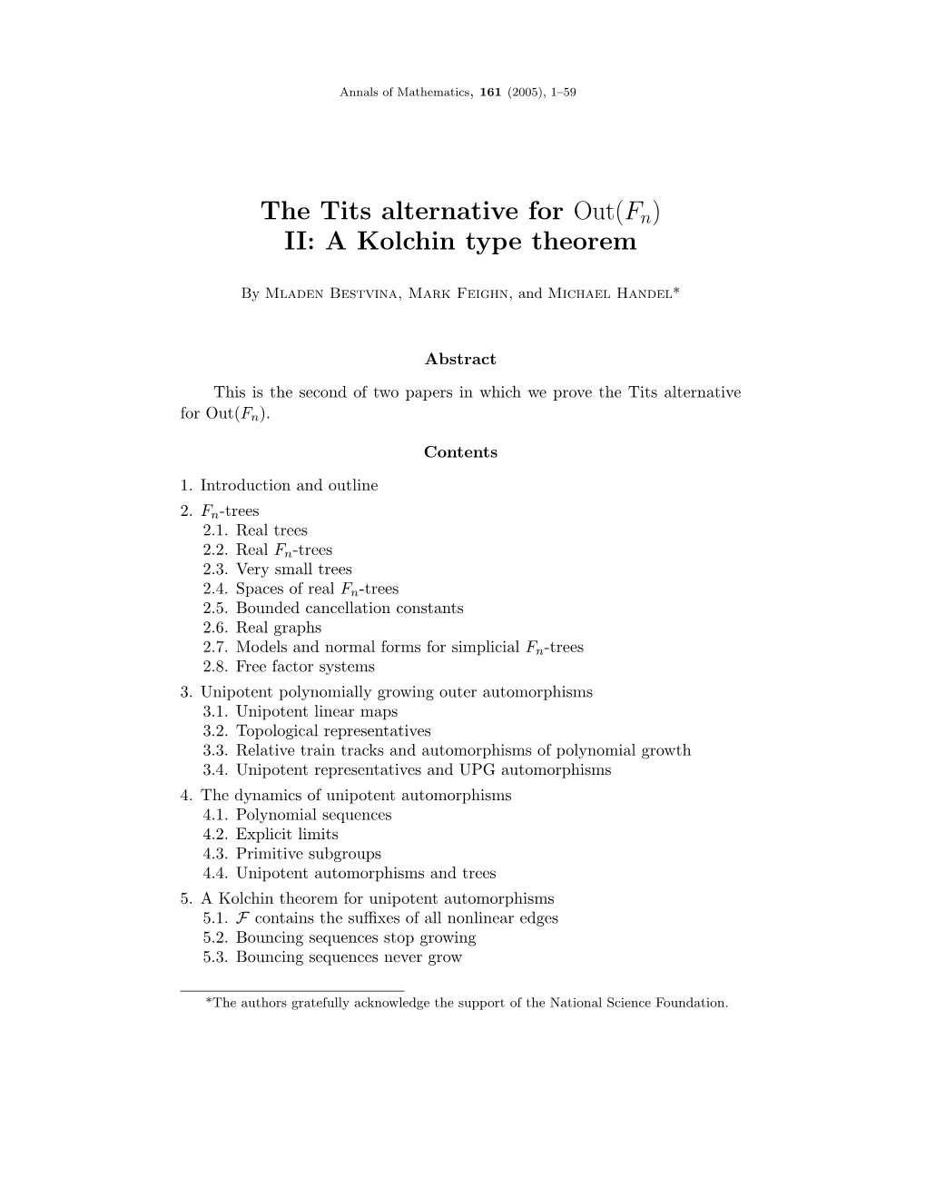 The Tits Alternative for Out(Fn) II: a Kolchin Type Theorem