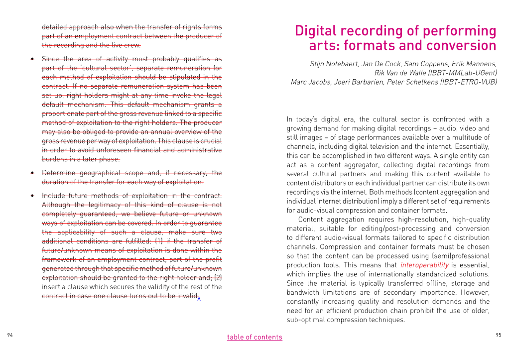 Digital Recording of Performing Arts: Formats and Conversion