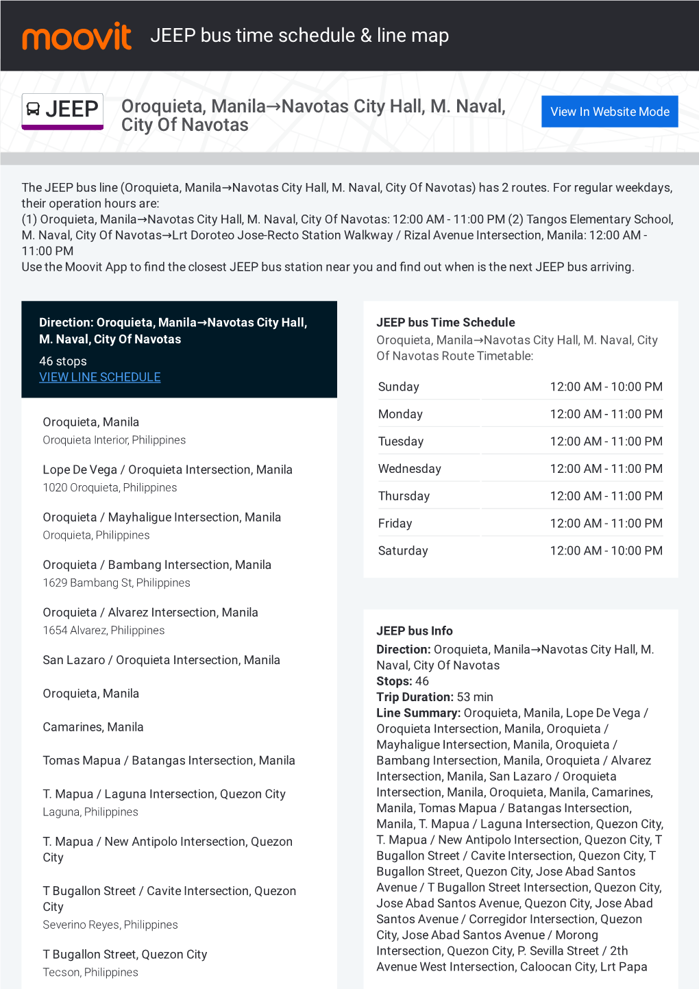 JEEP Bus Time Schedule & Line Route