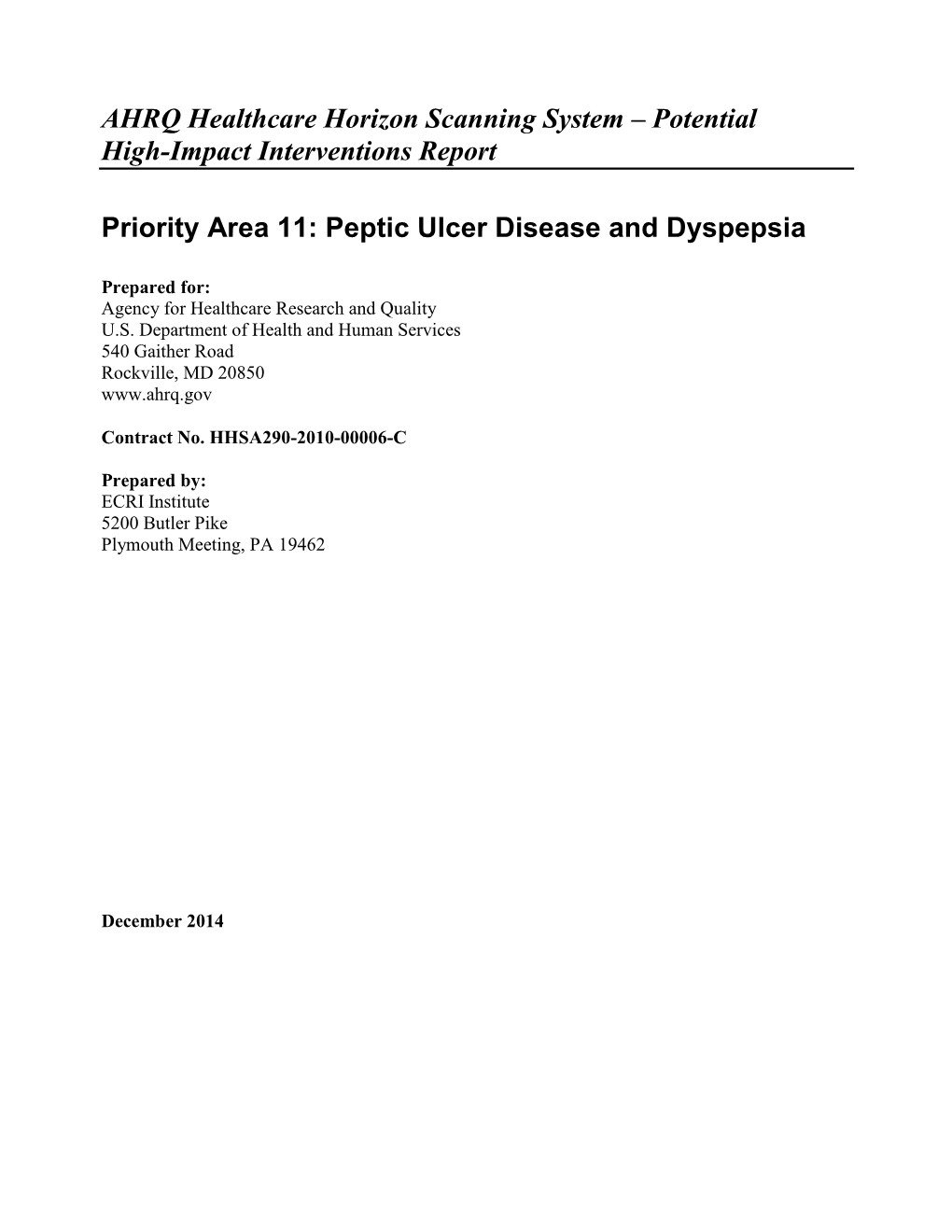 Peptic Ulcer Disease and Dyspepsia