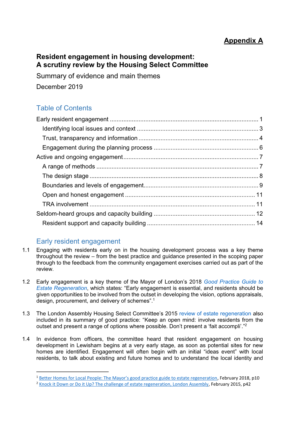 Appendix a Resident Engagement in Housing Development