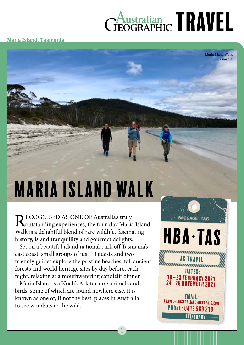 TRAVEL Maria Island, Tasmania