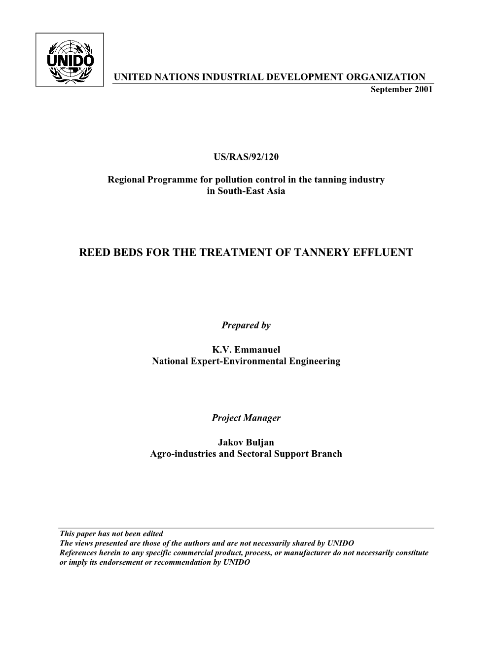 Reed Beds for the Treatment of Tannery Effluent