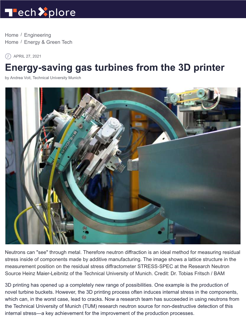 Energy-Saving Gas Turbines from the 3D Printer by Andrea Voit, Technical University Munich