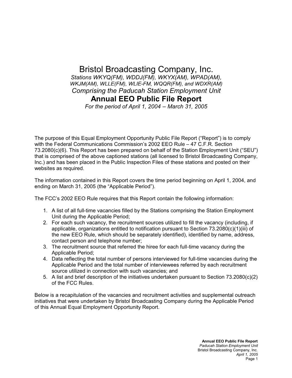 Bristol Broadcasting Company, Inc