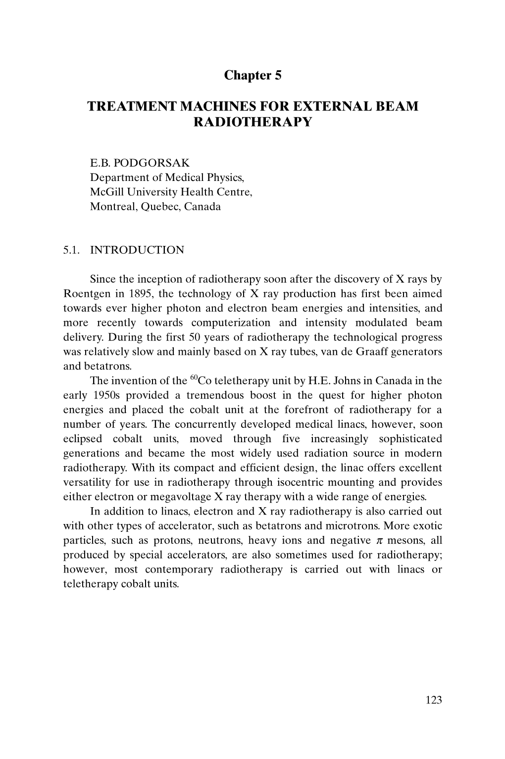 Chapter 5 TREATMENT MACHINES for EXTERNAL BEAM