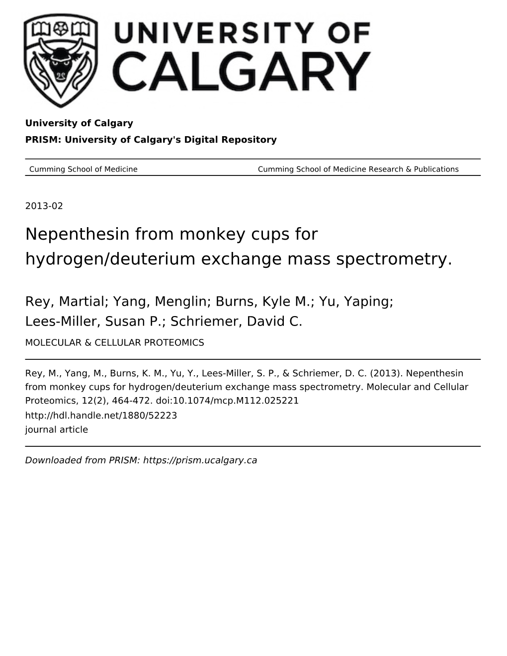 Nepenthesin from Monkey Cups for Hydrogen/Deuterium Exchange Mass Spectrometry