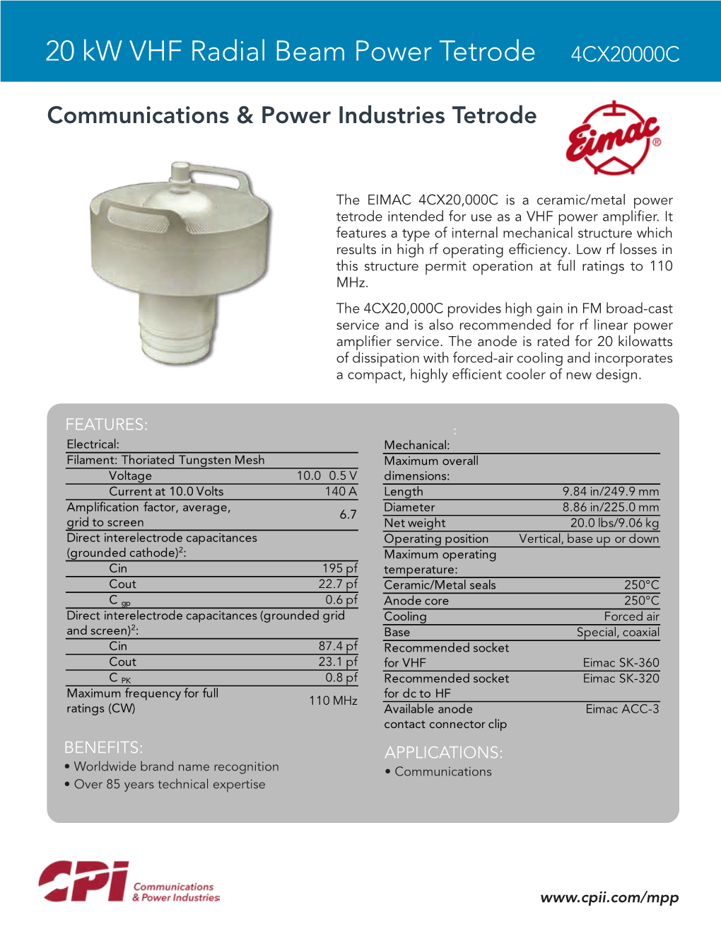 4Cx20000c Broadcast Tetrode Nf Pg One 8-11-20