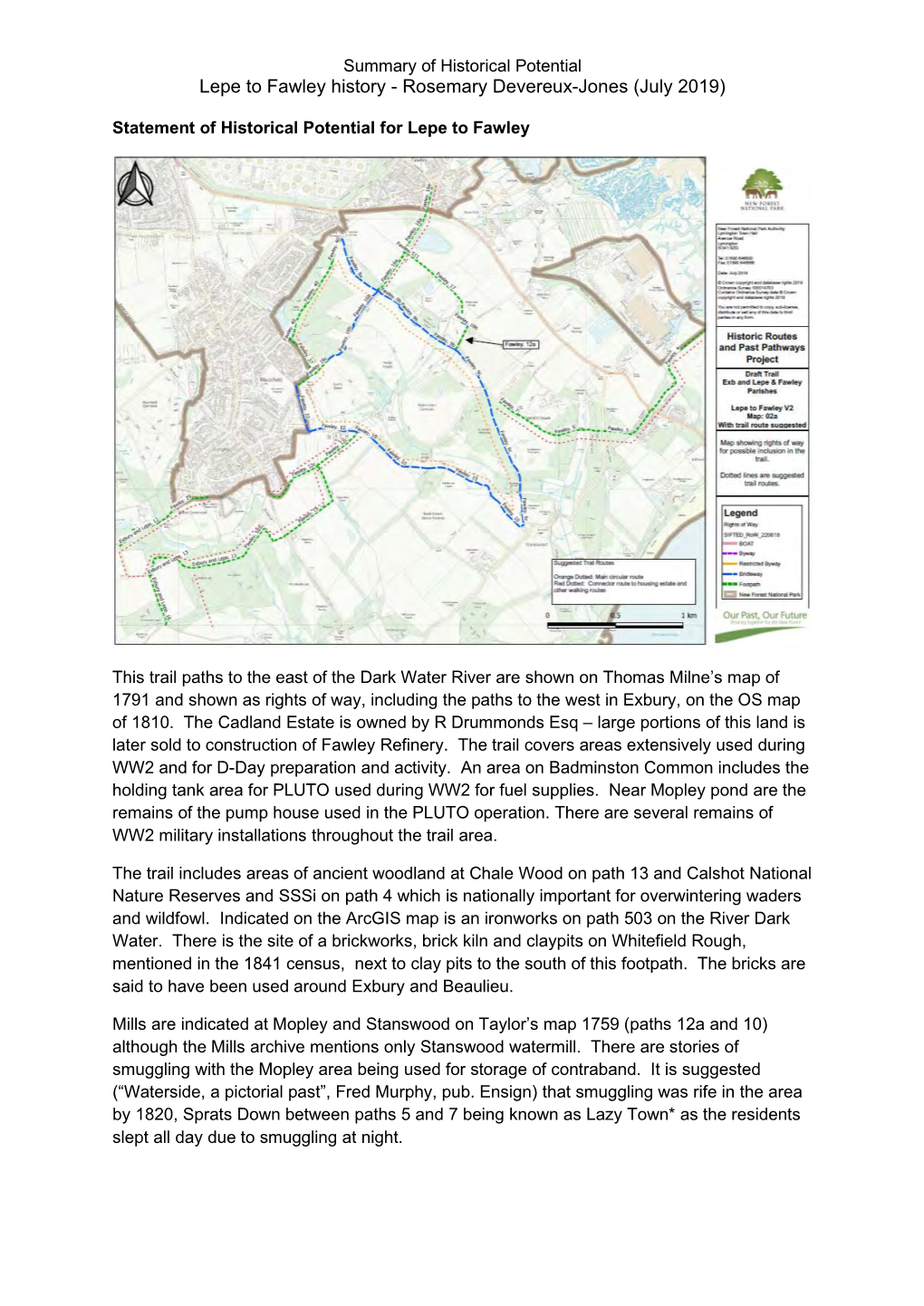 Lepe to Fawley History - Rosemary Devereux-Jones (July 2019)