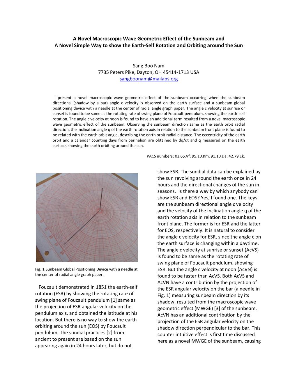 A Novel Macroscopic Wave Geometric Effect of the Sunbeam and a Novel Simple Way to Show the Earth-Self Rotation and Orbiting Around the Sun