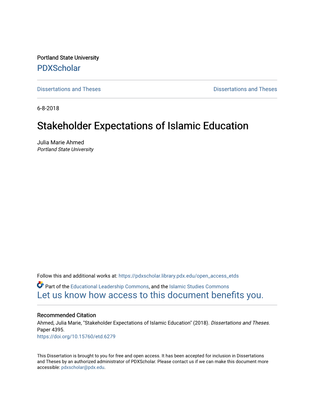 Stakeholder Expectations of Islamic Education