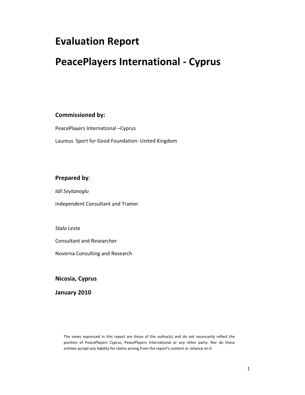 Evaluation Report Peaceplayers International - Cyprus