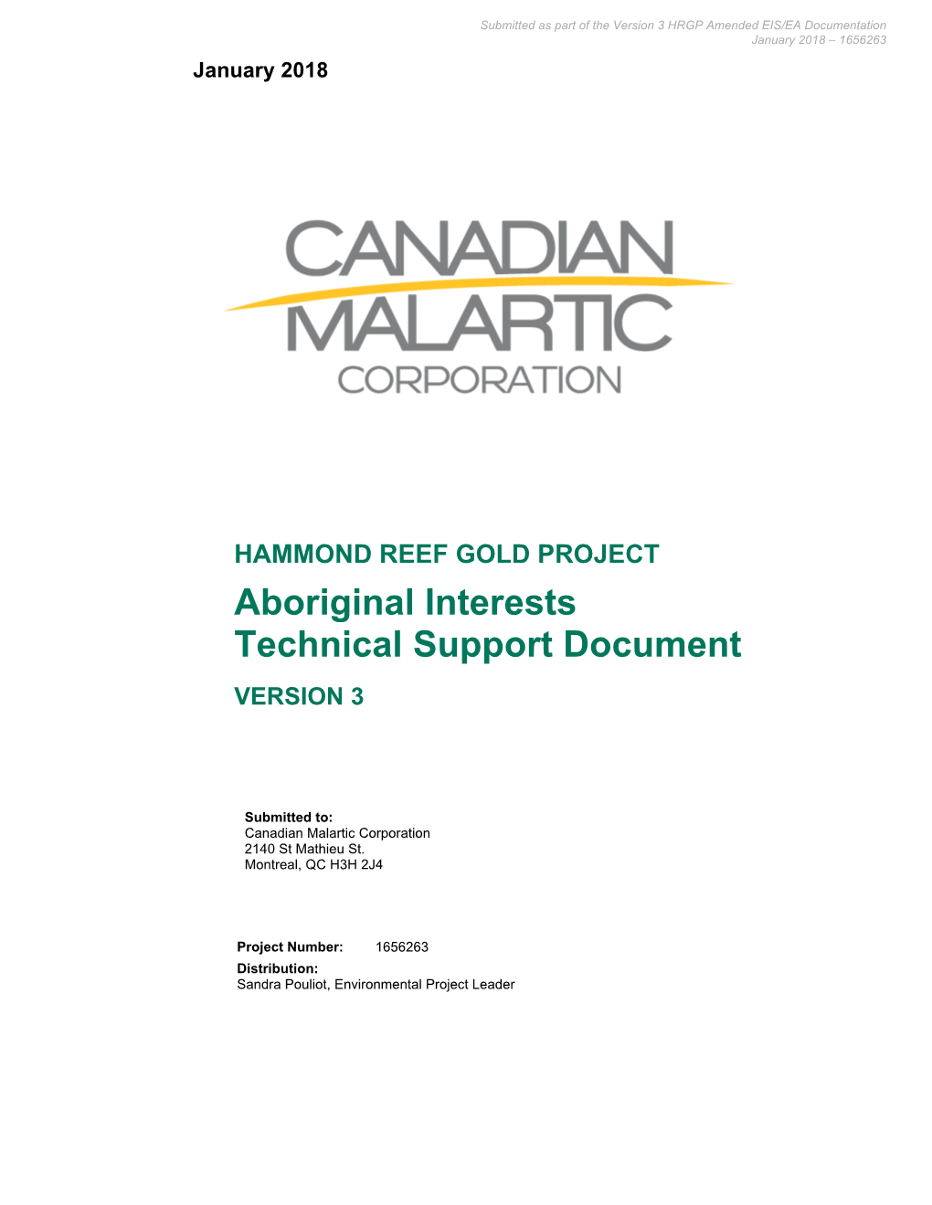 Aboriginal Interests Technical Support Document VERSION 3