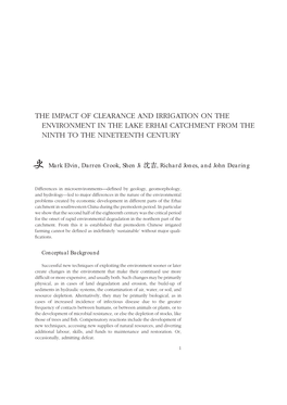 The Impact of Clearance and Irrigation on the Environment in the Lake Erhai Catchment from the Ninth to the Nineteenth Century