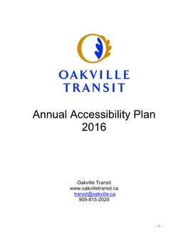 Oakville Transit Transit@Oakville.Ca 905-815-2020