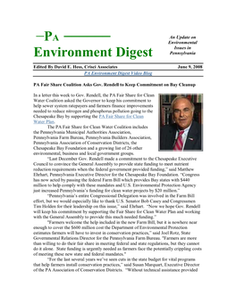 PA Environment Digest 6/9/08