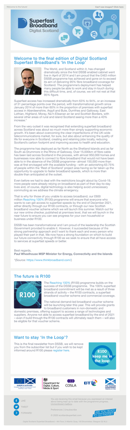 'In the Loop' the Future Is R100 Want to Stay