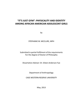 “It's Just Gym”: Physicality and Identity Among African