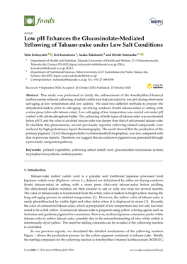 Low Ph Enhances the Glucosinolate-Mediated Yellowing of Takuan-Zuke Under Low Salt Conditions