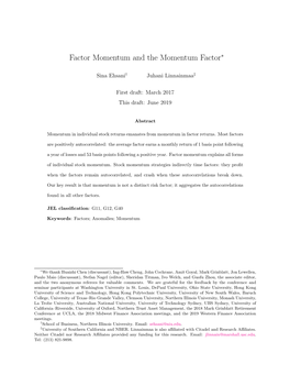 Factor Momentum and the Momentum Factor∗