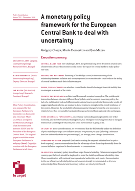 A Monetary Policy Framework for the European Central Bank to Deal with Uncertainty