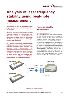 Analysis of Laser Frequency Stability Using Beat-Note Measurement V1.1 09 2016