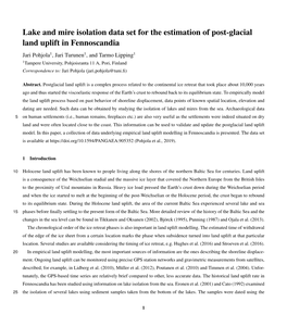 Lake and Mire Isolation Data Set for the Estimation of Post-Glacial Land Uplift in Fennoscandia
