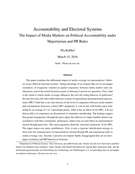 Accountability and Electoral Systems the Impact of Media Markets on Political Accountability Under Majoritarian and PR Rules