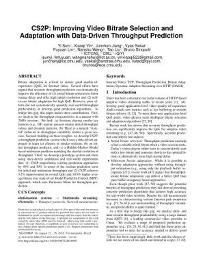 CS2P: Improving Video Bitrate Selection and Adaptation with Data-Driven Throughput Prediction