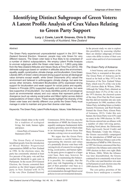 Identifying Distinct Subgroups of Green Voters: a Latent Profile Analysis of Crux Values Relating to Green Party Support