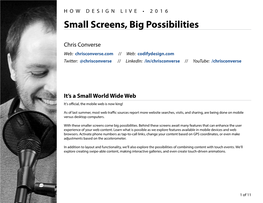 Small Screens, Big Possibilities