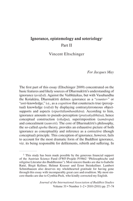 Ignorance, Epistemology and Soteriology1 Part II