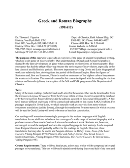 Greek and Roman Biography