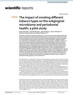 The Impact of Smoking Different Tobacco Types on The