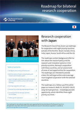 Roadmap for Bilateral Research Cooperation with Japan
