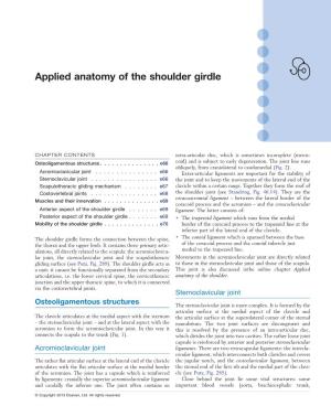 Applied Anatomy of the Shoulder Girdle