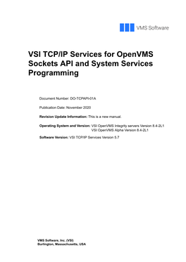 VSI TCP/IP Services for Openvms Sockets API and System Services Programming