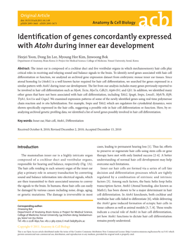 Identification of Genes Concordantly Expressed with Atoh1 During Inner Ear Development