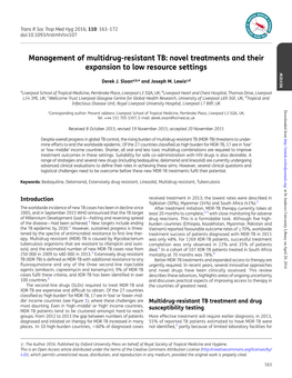 Management of Multidrug-Resistant TB: Novel Treatments and Their Expansion to Low Resource Settings