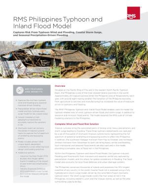 RMS Philippines Typhoon and Inland Flood Model Captures Risk from Typhoon Wind and Flooding, Coastal Storm Surge, and Seasonal Precipitation-Driven Flooding