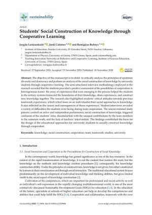 Students' Social Construction of Knowledge Through Cooperative