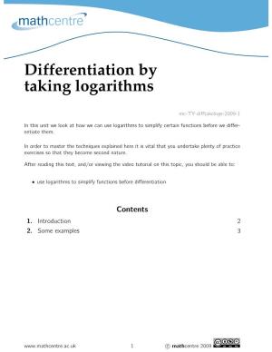 Differentiation by Taking Logarithms