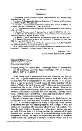 Multiple Forcing, by Thomas Jech. Cambridge Tracts in Mathematics, Vol. 88, Cambridge University Press, Cambridge, 1986, Vii + 136 Pp., $34.50