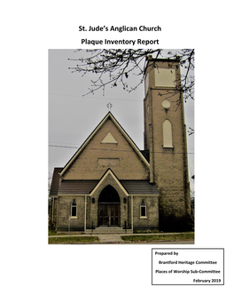 St. Jude's Anglican Church Plaque Inventory Report